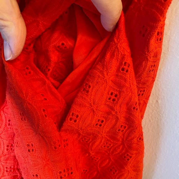 Kate Spade Courtney red eyelet Peter Pan collared dress sz 10 - Picture 6 of 7